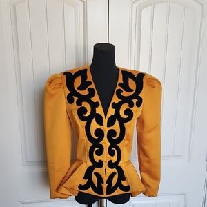 Farinae Collections Mustard Yellow Peplum Jacket